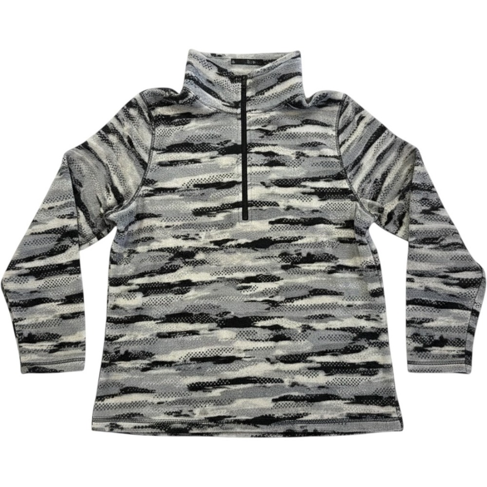 Exertek‎ Mens Fleece Quarter Zip Pullover Camo Print Grey Black White Size Large
